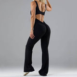 Tight Yoga Bodysuit Casual Hollow Seamless Sport clothing LOVEMI  XS Black 