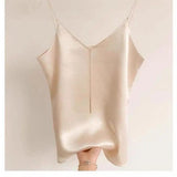 LOVEMI top Apricot / S Lovemi -  Satin-finished Chain Strap With A Small Strap Inside And A
