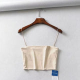 LOVEMI top Beige / L Lovemi -  Pure Color High-waisted Double-layer Rubber Band Camisole