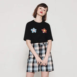 LOVEMI top black / M Lovemi -  Two little flowers vintage girl T-shirt