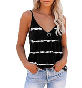 LOVEMI top Black / S Lovemi -  Sexy Sleeveless Camisole V-neck Stripe Print