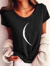 LOVEMI top Black / S Lovemi -  Wide Collar Short Sleeve Printed T-shirt Casual Top Women
