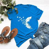 LOVEMI top Blue / 3XL Lovemi -  Summer Plus Size Women Clothing New Feather Print T-Shirt