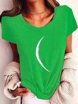 LOVEMI top Bright green / S Lovemi -  Wide Collar Short Sleeve Printed T-shirt Casual Top Women