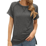 LOVEMI top Dark gray / S Lovemi -  Women'S Color Matching Cross Loose Top Short Sleeve Casual