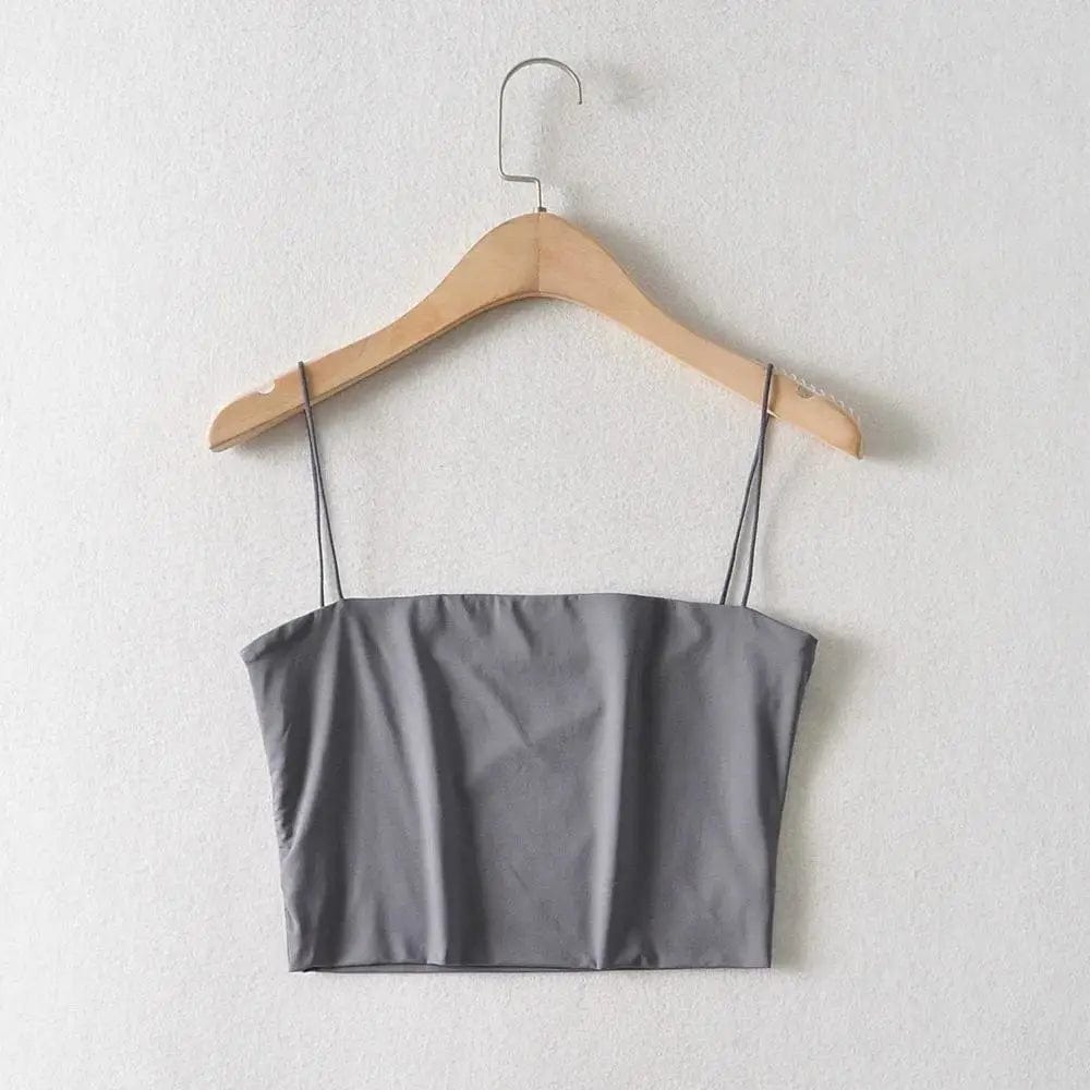 LOVEMI top Dark Grey / L Lovemi -  Pure Color High-waisted Double-layer Rubber Band Camisole