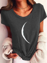 LOVEMI top Dark grey / S Lovemi -  Wide Collar Short Sleeve Printed T-shirt Casual Top Women