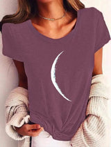 LOVEMI top Fuchsia / S Lovemi -  Wide Collar Short Sleeve Printed T-shirt Casual Top Women