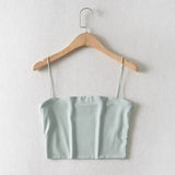 LOVEMI top Green / L Lovemi -  Pure Color High-waisted Double-layer Rubber Band Camisole