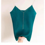 LOVEMI top Green / S Lovemi -  Satin-finished Chain Strap With A Small Strap Inside And A