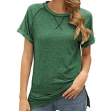 LOVEMI top Green / S Lovemi -  Women'S Color Matching Cross Loose Top Short Sleeve Casual