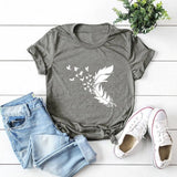 LOVEMI top Grey / 2XL Lovemi -  Summer Plus Size Women Clothing New Feather Print T-Shirt