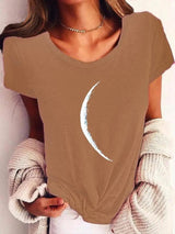 LOVEMI top Khaki / S Lovemi -  Wide Collar Short Sleeve Printed T-shirt Casual Top Women