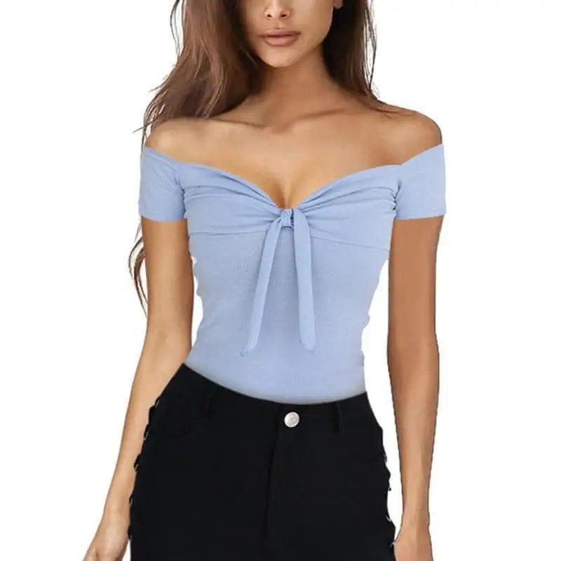 LOVEMI top Light Blue / 2XL Lovemi -  women V collar leisure T-shirt tops lady shirt
