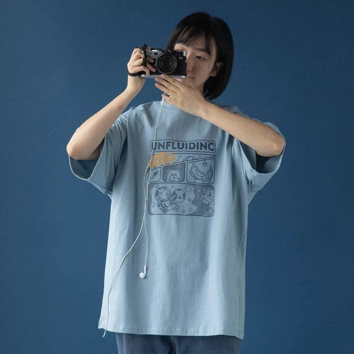 LOVEMI top Light Blue / S Lovemi -  New Summer Design T-shirt Loose Japanese Half-sleeved Cotton