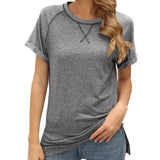 LOVEMI top Light gray / S Lovemi -  Women'S Color Matching Cross Loose Top Short Sleeve Casual