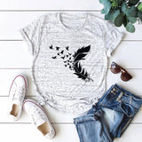 LOVEMI top Light Grey / 2XL Lovemi -  Summer Plus Size Women Clothing New Feather Print T-Shirt
