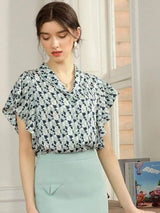 LOVEMI top Lovemi -  Printed Chiffon Shirt Women's Summer Short-sleeved Floral