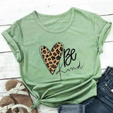 LOVEMI top Olive green / 2XL Lovemi -  Love Color Print Loose Short Sleeve T-shirt