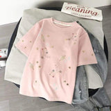 LOVEMI top Pink / L Lovemi -  Loose Half-sleeve Embroidery Student Body Blouse