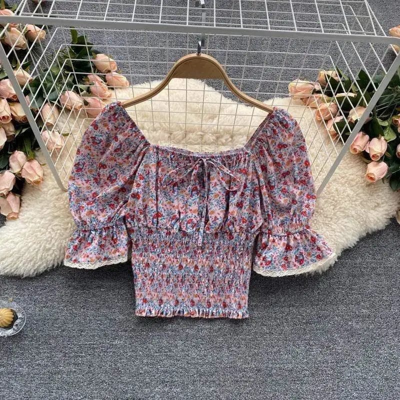 LOVEMI top Pink / One size Lovemi -  Slim Short Cropped Holiday Shirt Tide