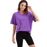 LOVEMI top Purple / XS Lovemi -  Round neck solid color plus size T-shirt