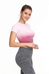 LOVEMI top Rose red / S Lovemi -  Gradient sports short sleeve yoga clothes