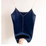 LOVEMI top Royal Blue / S Lovemi -  Satin-finished Chain Strap With A Small Strap Inside And A