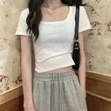 LOVEMI top White / M Lovemi -  New Women's Summer Solid Color Short Slim Top