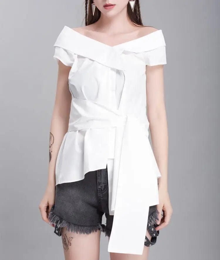 LOVEMI top White / One size Lovemi -  Off-the-shoulder sleeveless shirt top