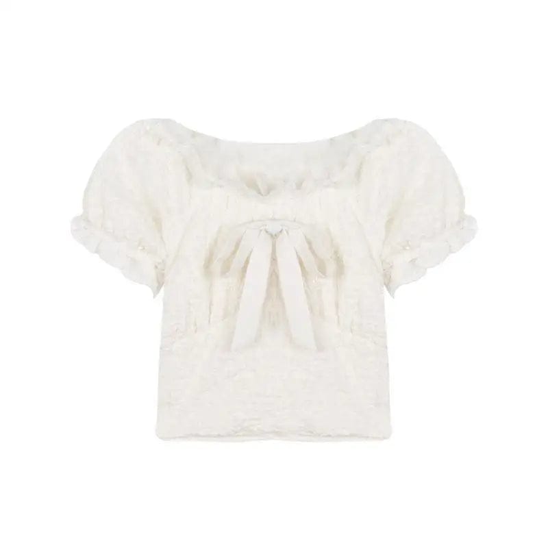 LOVEMI top White / S Lovemi -  One Shoulder Lace Chiffon Shirt Women Summer