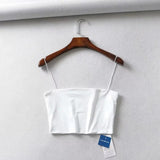 LOVEMI top White / S Lovemi -  Pure Color High-waisted Double-layer Rubber Band Camisole