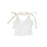LOVEMI top White / S Lovemi -  Sling-shaped Ruffled V-neck Slim-fit White Vest