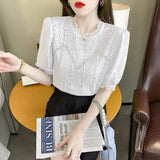 LOVEMI top White / S Lovemi -  Western Style Retro Design Puff Sleeves With Blouse Women