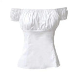 LOVEMI top White / S Lovemi -  Women's Short Slim One-Neck Top