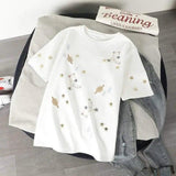 LOVEMI top White / XL Lovemi -  Loose Half-sleeve Embroidery Student Body Blouse