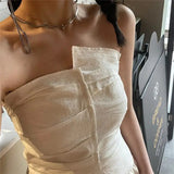 LOVEMI top White / XS Lovemi -  Irregular Pleated Off-shoulder Vest