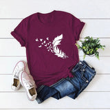 LOVEMI top Wine Red / 2XL Lovemi -  Summer Plus Size Women Clothing New Feather Print T-Shirt