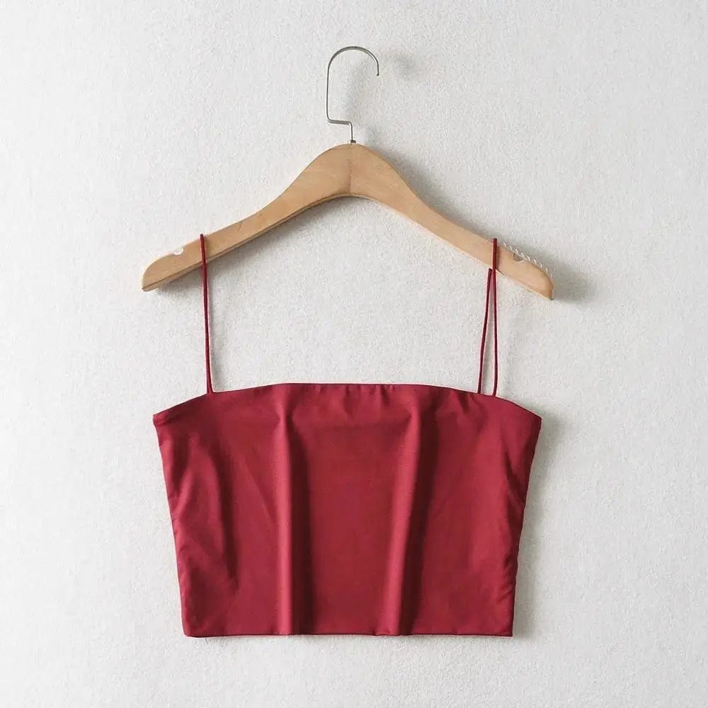 LOVEMI top Wine Red / L Lovemi -  Pure Color High-waisted Double-layer Rubber Band Camisole