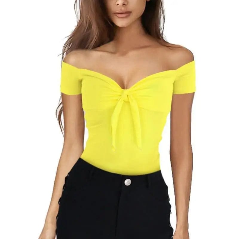 LOVEMI top Yellow / L Lovemi -  women V collar leisure T-shirt tops lady shirt