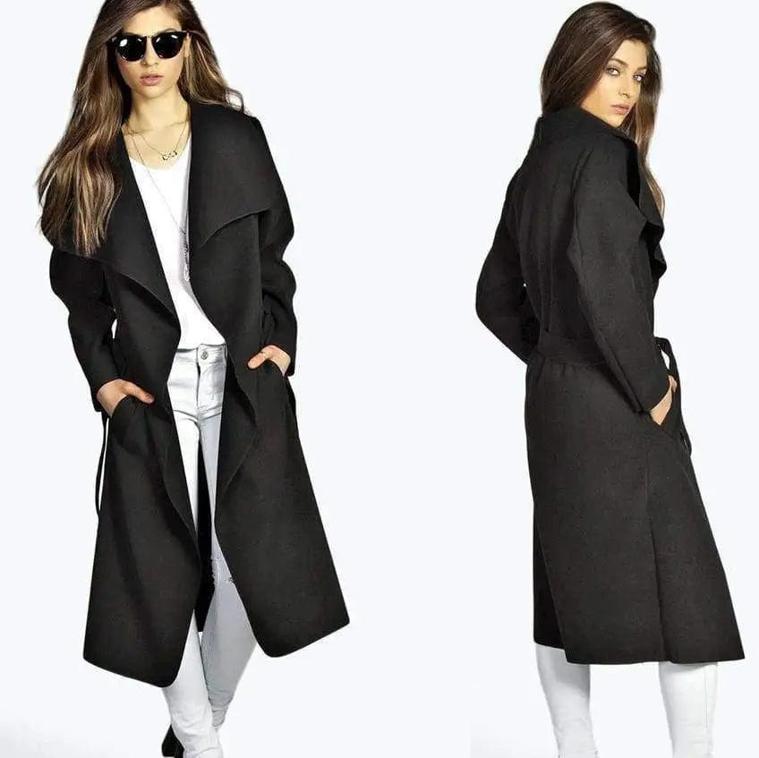 LOVEMI trench coat Black / M Lovemi -  Oversize woolen coat with belt