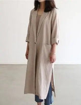 LOVEMI trench coat Creamywhite / One size Lovemi -  Women's long cotton and linen suit
