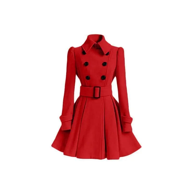 LOVEMI trench coat Red / S Lovemi -  Fashion Slim Long Women's Woolen Coat