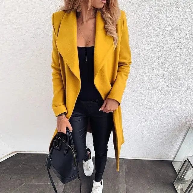 LOVEMI trench coat Yellow / L Lovemi -  Women Long Sleeve Jacket