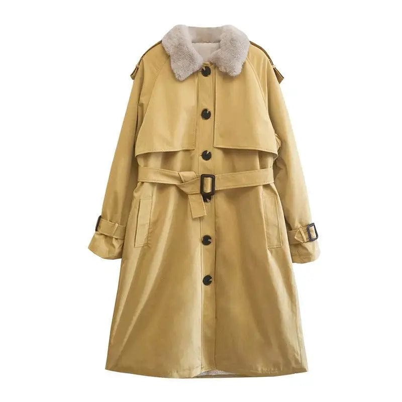 LOVEMI  trench coat Yellow / S Lovemi -  Loose Lamb Wool Coat Women's Winter Long Over The Knee