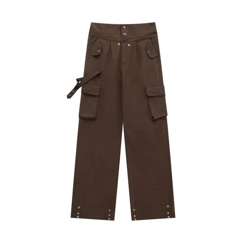 Trendy Brand Retro Men's Overalls For Girls-Coffee-3