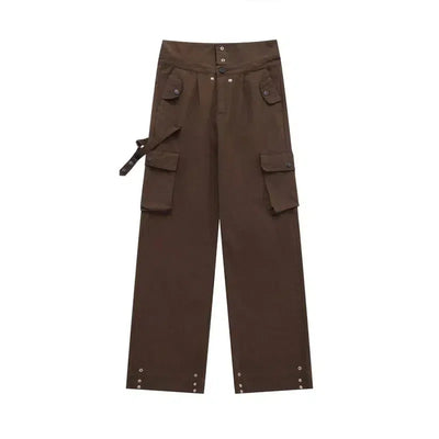 Trendy Brand Retro Men's Overalls For Girls-Coffee-3