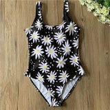 Triangle black sunflowers sexy backless bikini-S-2