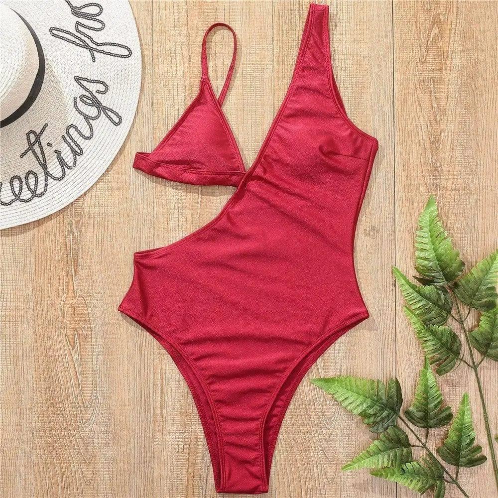 Triangle cup sexy swimsuit bikini-Red-5