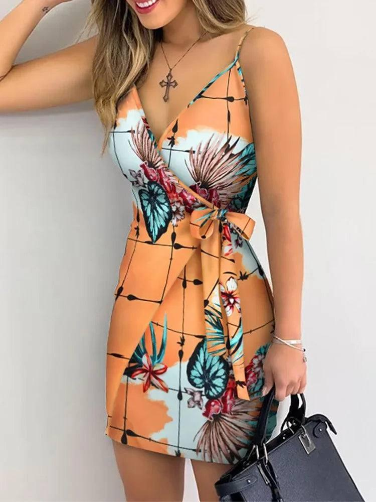 Tropical Print Wrap Dress | Summer Fashion Finds-orange-5